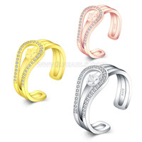 925 sterling silver CZ double pearl rings setting for women
