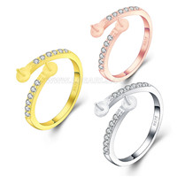 925 silver zircon CZ double pearl ring setting for women