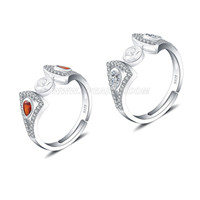 Elegant 925 sterling silver luxury design adjustable rings acces