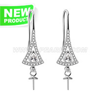 Crystal zircon 925 sterling silver triangle earring fitting