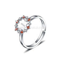 925 sterling silver CZ pearl adjustable women ring setting