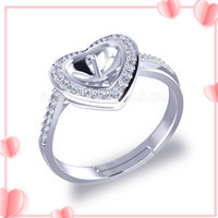 925 sterling silver heart pearl rings mounting for women