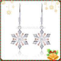 S925 sterling silver CZ snowflake pearl dangle earring fittings