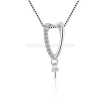 Simple S925 sterling silver CZ pearl pendant setting