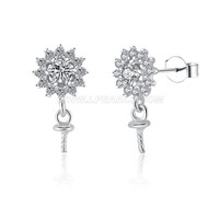S925 sterling silver zircon snowflake pearl stud earrings access
