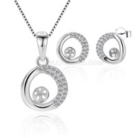 S925 sterling silver CZ pearl round earrings pendant settings