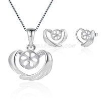 S925 sterling silver pearl heart earrings pendant settings