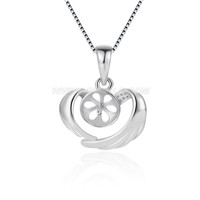 S925 sterling silver pearl heart necklace pendant setting