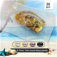 30pcs wholesale 6-7mm Round Akoya Twin pearls oyster