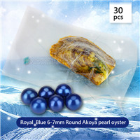 Royal Blue Round AAA Akoya 6-7mm pearl in oyster 30pcs