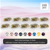 6-8mm saltwater round Akoya pearl oyster mixed 9 colors 100pcs