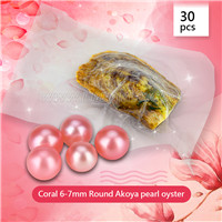 Newest Coral 6-7mm Round Akoya pearl oyster 30pcs