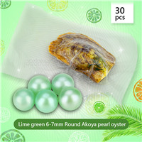 Newest Lime green 6-7mm Round Akoya pearl oyster 30pcs