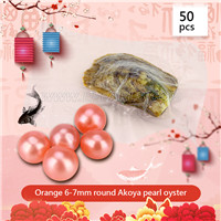 Hot sale Orange 6-7mm saltwater round Akoya pearl oyster 50pcs