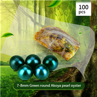 Attractive Green 7-8mm Round Akoya pearl oyster 100pcs