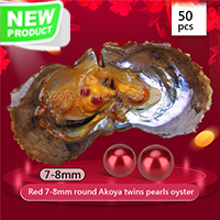 Latest 7-8mm Round Akoya Red twin pearls oyster 50pcs