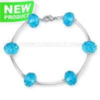 blue crystal silver plated bracelet for women 7.5"