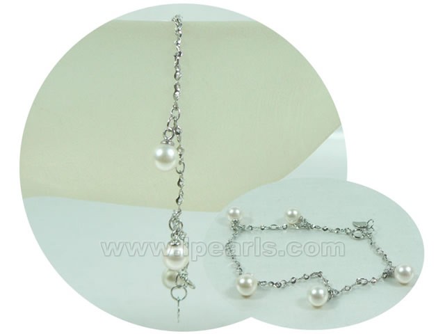 7-7.5mm AAA+ white round akoya pearl bracelet