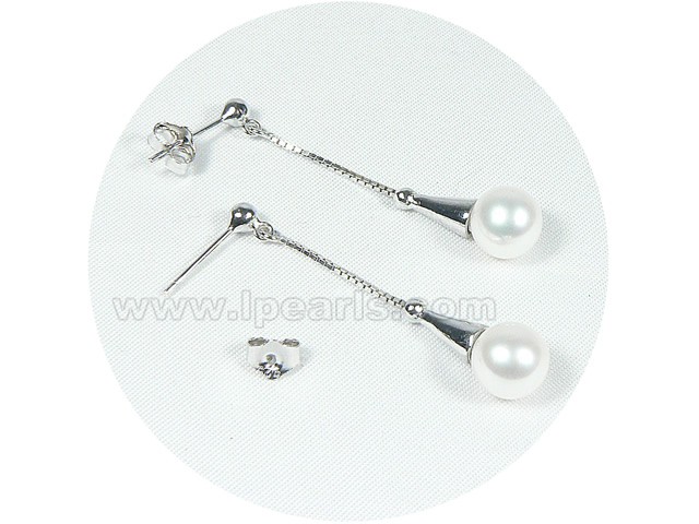 7.5-8mm white akoya pearl dangles earrings wholesale