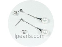 7.5-8mm white akoya pearl dangles earrings wholesale