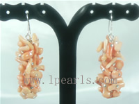 branch pink coral sterling dangling earrings on wholesale