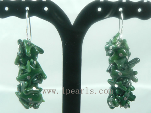 branch bottle green coral sterling dangling earrings on wholesal