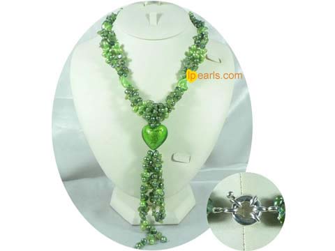 Three strands glaze braid jewelry pearl necklace