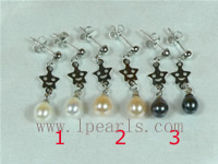 Freshwater pearl earrings with 18k GP chain