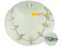 pink 20x8mm keishi freshwater pearl tin cup necklace