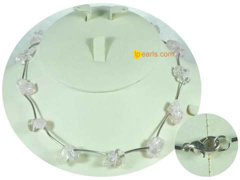 plated silver tin cup necklace with crystals