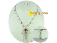 4-5mm pink freshwater jewelry pearl necklace with white metal ch