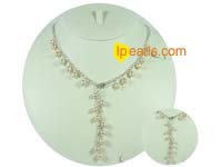 Y style 6-7mm rice shaped freshwater pearl necklace