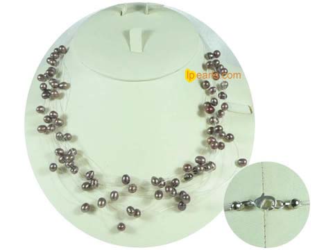 6-7mm coffee color top drilled potato freshwater pearl necklace