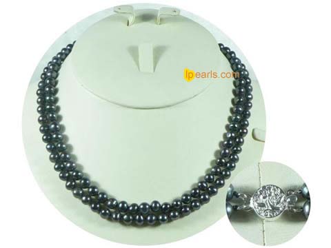 6-7mm blue cultured freshwater jewelry pearl necklace