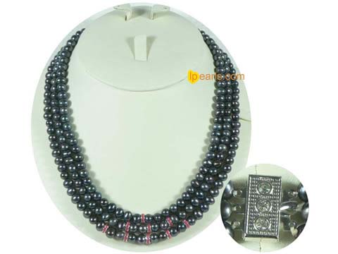 6-7mm black cultured freshwater jewelry pearl necklace