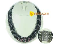 6-7mm black cultured freshwater jewelry pearl necklace