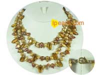 8*10mm triple coffee nugget freshwater pearl necklace