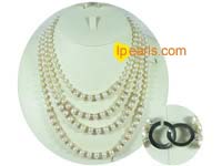 Four rows freshwater jewelry pearl necklace with seashell pearls