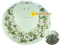 four twisted strands side drill and coin pearl necklace