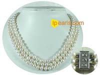 triple strands freshwater jewelry pearl necklaces 7-8mm