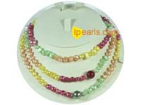 colorful freshwater pearls and multi-color shell necklace