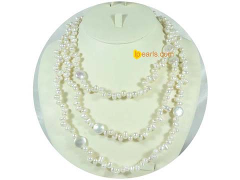 6-7mm top drilled freshwater pearls with coin pearls necklace