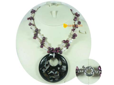 wholesale purple cross shape freshwater pearl necklace