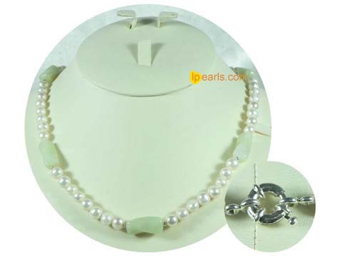 7-8mm pink and white potato freshwater pearls necklace