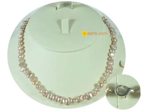 6-7mm purple color smooth on both sides freshwater pearl necklac