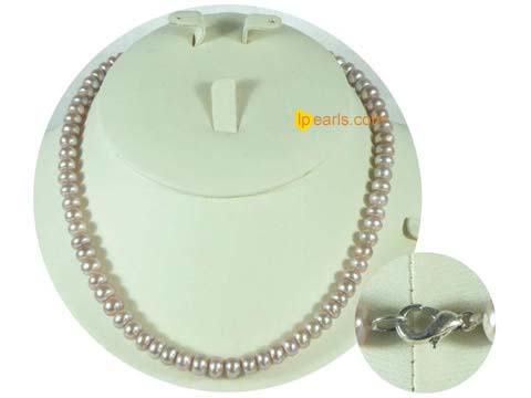 7-8mm natural purple color button freshwater pearl necklace