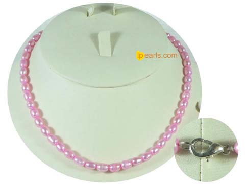 5-6mm peachblow color rice freshwater pearl necklace