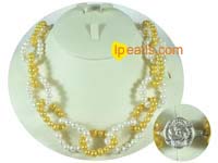 6-7mm double colors annular pearl jewelry necklace