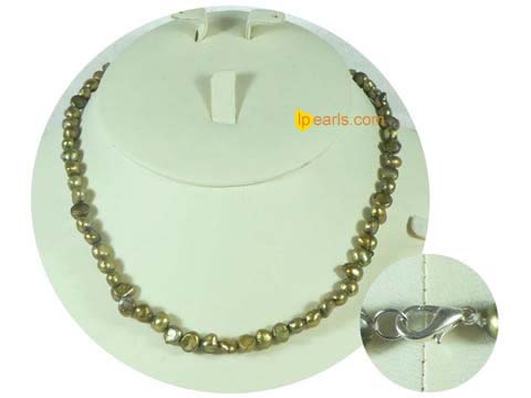 6-7mm bronzy color nugget freshwater pearl necklace