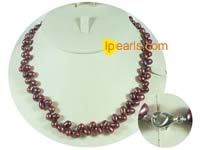 6-7mm wine red color potato freshwater pearl necklace